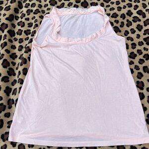 LOFT Cotton Tank top with ruffle trim peachy/pink